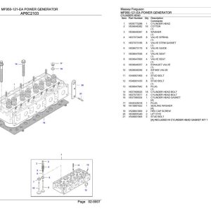 Massey Ferguson MF950 121 EA Power Generator Parts Catalog 891191916 1