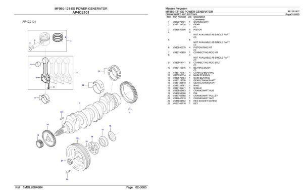 Massey Ferguson MF950 121 ES Power Generator Parts Catalog 891191917 2