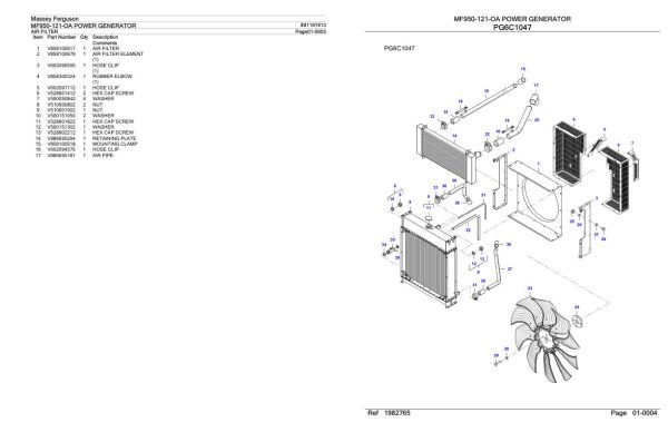 Massey Ferguson MF950 121 OA Power Generator Parts Catalog 891191913 2