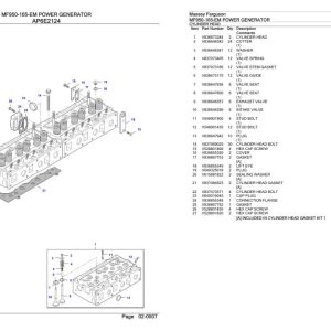 Massey Ferguson MF950 165 EM Power Generator Parts Catalog 891191921 1