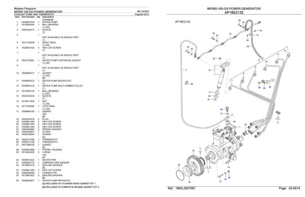 Massey Ferguson MF950 165 OS Power Generator Parts Catalog 891191920 1