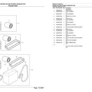 Massey Ferguson MF950 225 EM Power Generator Parts Catalog 891191927 1