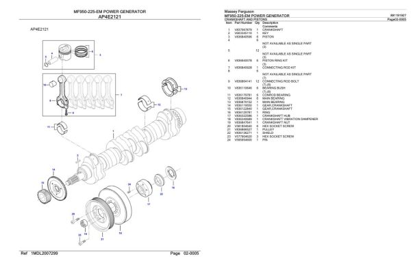 Massey Ferguson MF950 225 EM Power Generator Parts Catalog 891191927 2