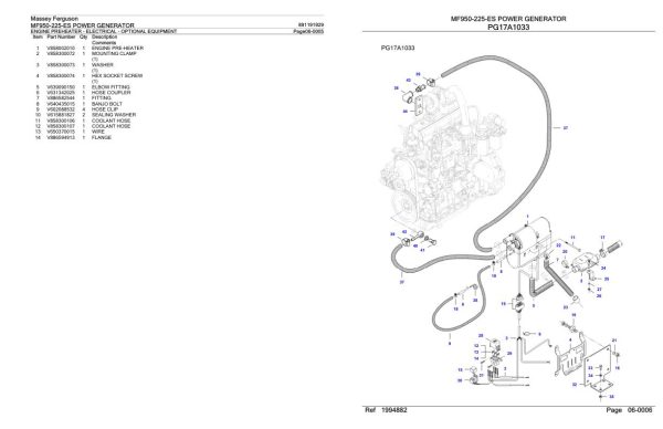 Massey Ferguson MF950 225 ES Power Generator Parts Catalog 891191929 2