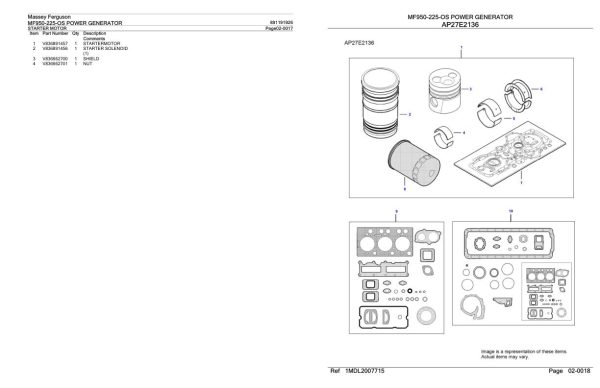 Massey Ferguson MF950 225 OS Power Generator Parts Catalog 891191926 2