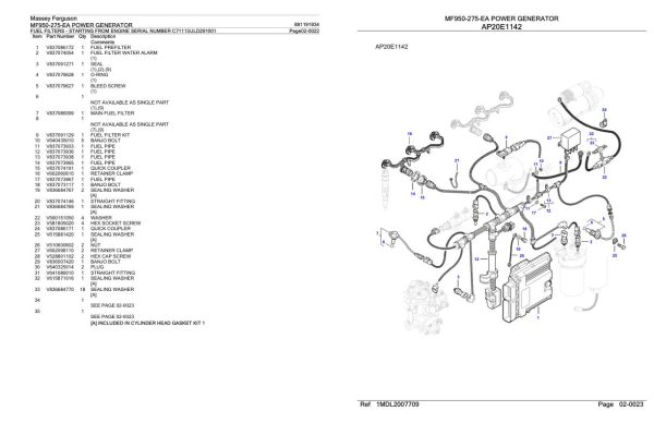 Massey Ferguson MF950 275 EA Power Generator Parts Catalog 891191934 2