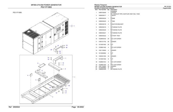 Massey Ferguson MF950 275 EM Power Generator Parts Catalog 891191933 1