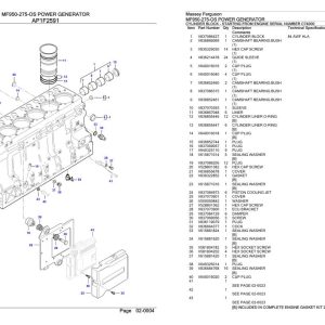 Massey Ferguson MF950 275 OS Power Generator Parts Catalog 891191932 1