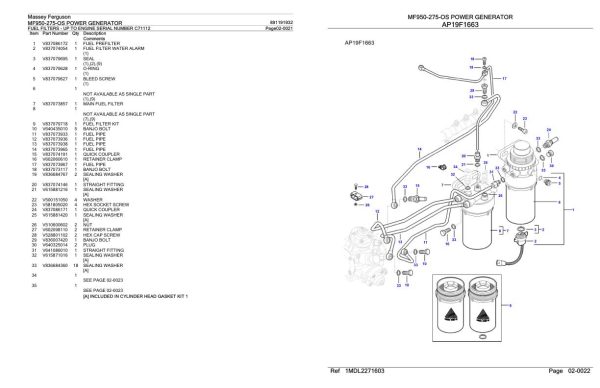Massey Ferguson MF950 275 OS Power Generator Parts Catalog 891191932 2