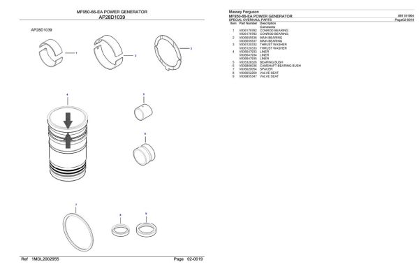 Massey Ferguson MF950 66 EA Power Generator Parts Catalog 891191904 2