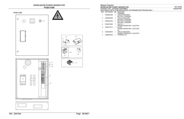 Massey Ferguson MF950 66 EM Power Generator Parts Catalog 891191903 1