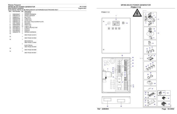 Massey Ferguson MF950 66 ES Power Generator Parts Catalog 891191905 1