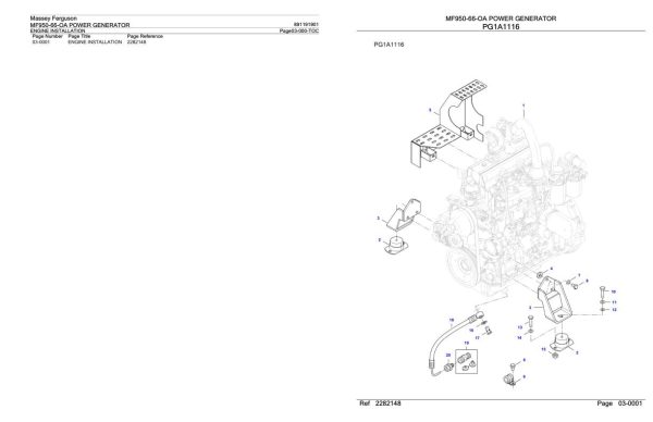 Massey Ferguson MF950 66 OA Power Generator Parts Catalog 891191901 1