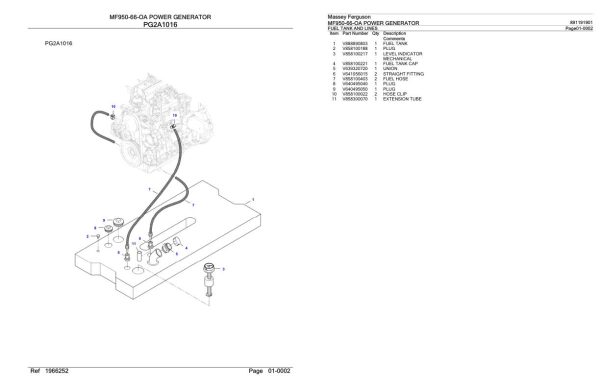 Massey Ferguson MF950 66 OA Power Generator Parts Catalog 891191901 2
