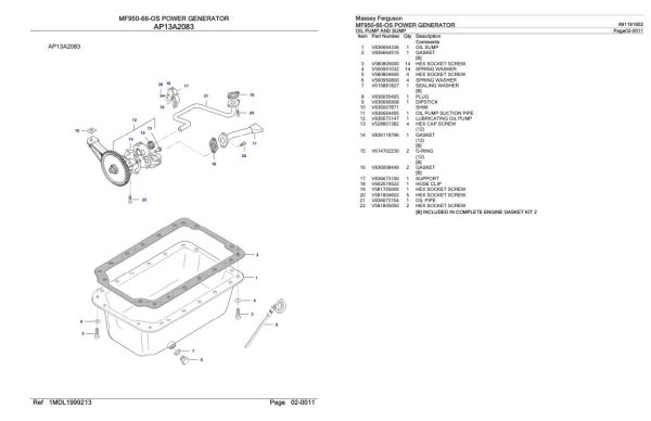 Massey Ferguson MF950 66 OS Power Generator Parts Catalog 891191902 1