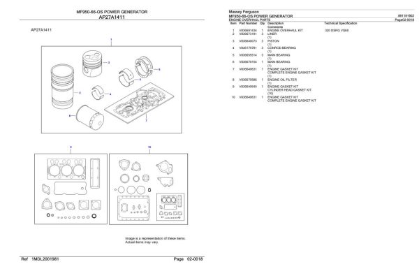Massey Ferguson MF950 66 OS Power Generator Parts Catalog 891191902 2