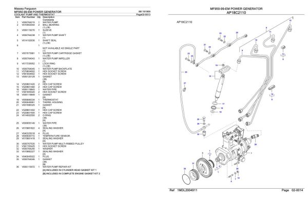 Massey Ferguson MF950 99 EM Power Generator Parts Catalog 891191909 1