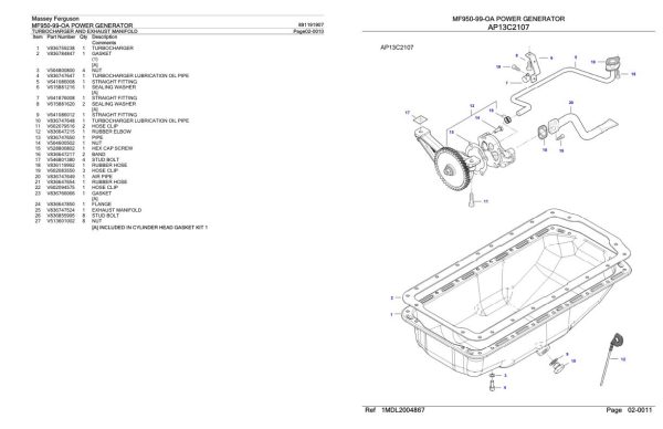 Massey Ferguson MF950 99 OA Power Generator Parts Catalog 891191907 1