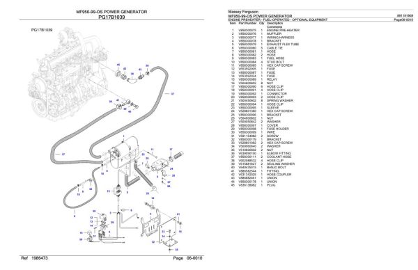 Massey Ferguson MF950 99 OS Power Generator Parts Catalog 891191908 1