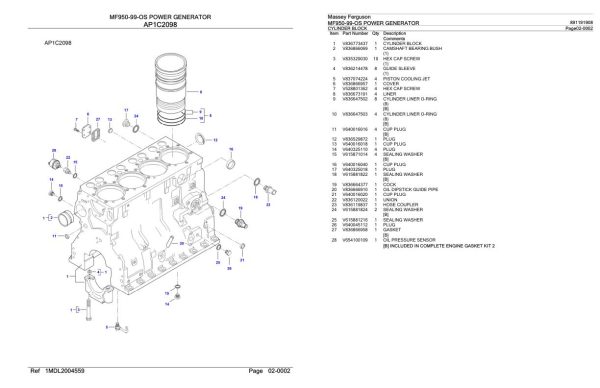 Massey Ferguson MF950 99 OS Power Generator Parts Catalog 891191908 2