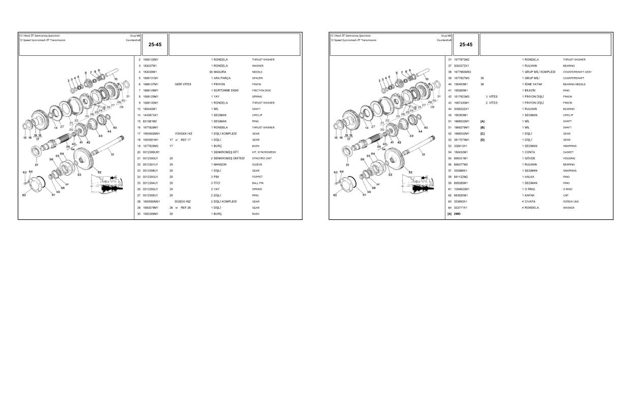 Massey Ferguson T288G Face Lift Domestic Uzel Turkey Parts Catalog UZT3009 1