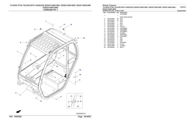 Massey Ferguson TH.6030 ST3A Telescopic Handler Parts Catalog 6246403 1