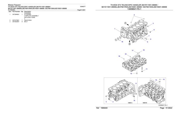 Massey Ferguson TH.6534 ST4 Telescopic Handler Parts Catalog 6246277 2