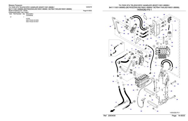 Massey Ferguson TH.7035 ST4 Telescopic Handler Parts Catalog 6246278 1
