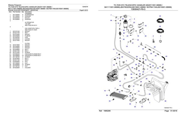 Massey Ferguson TH.7035 ST4 Telescopic Handler Parts Catalog 6246278 2
