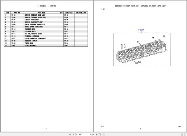 Mitsubishi Engine 6D16 Parts Catalog S4EC01601ZO 1