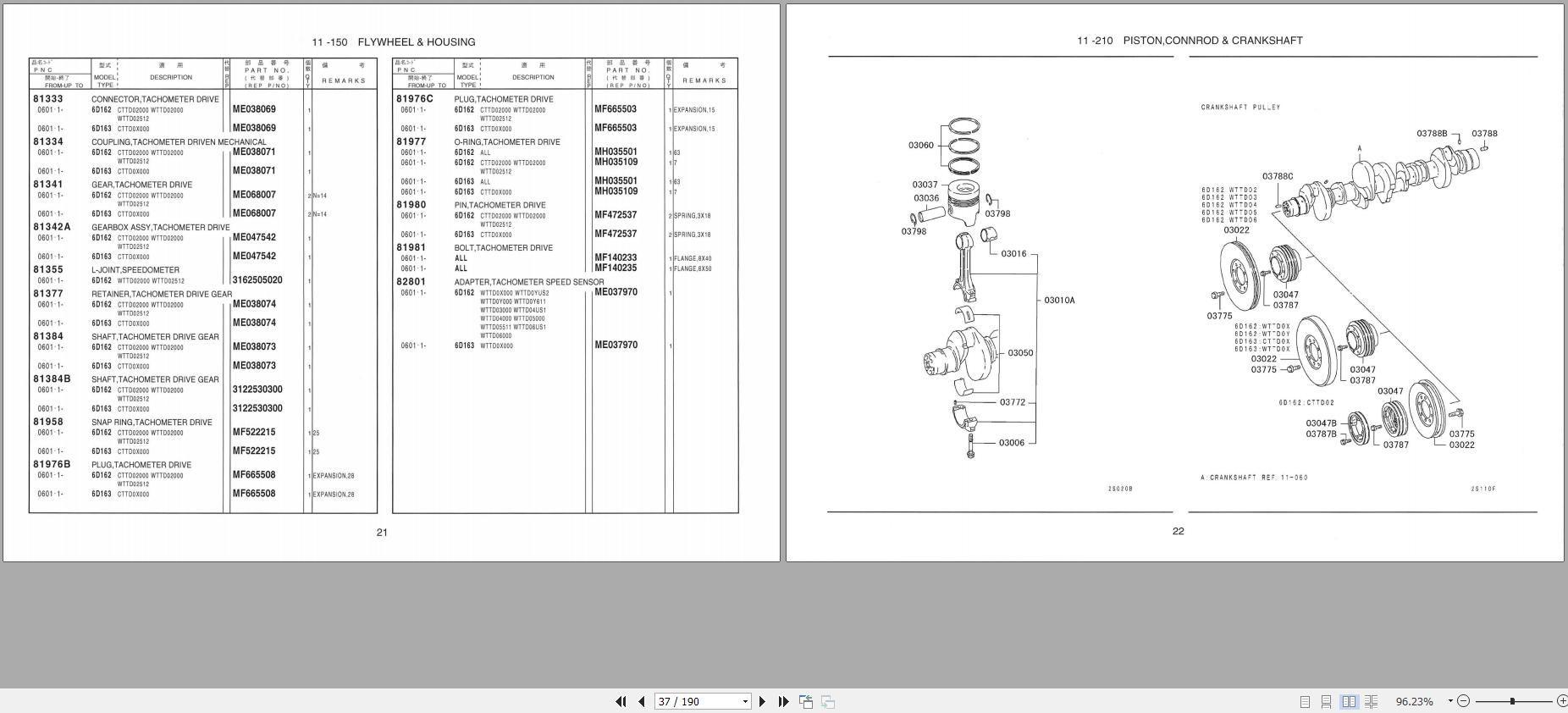 Mitsubishi Fuso Engine 6D16T.6D16TL Parts Catalog B15D16AAB1