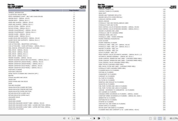 New Idea Combine 545 4296 Parts Catalog W448070 1