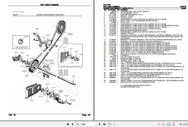 New Idea Combine 545 4296 Parts Catalog W448070 3