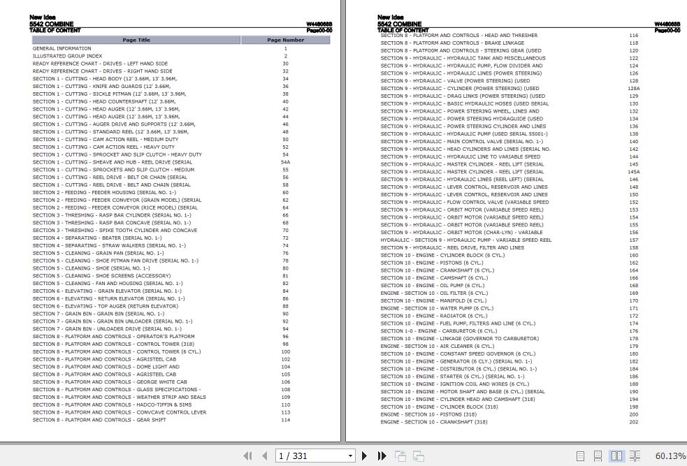 New Idea Combine 5542 Parts Catalog W448068B 1