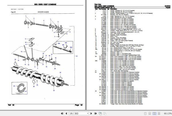 New Idea Combine 555 5555 5297 Parts Catalog W448078 2