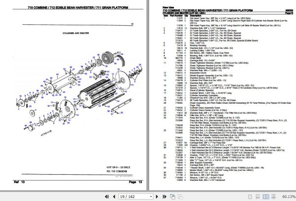 New Idea Combine 710 Edible Bean Harvester 712 Grain Platform 711 Parts Catalog 986330 2