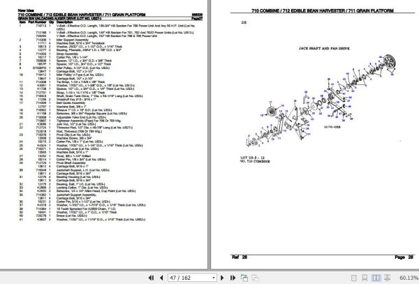 New Idea Combine 710 Edible Bean Harvester 712 Grain Platform 711 Parts Catalog 986330 3