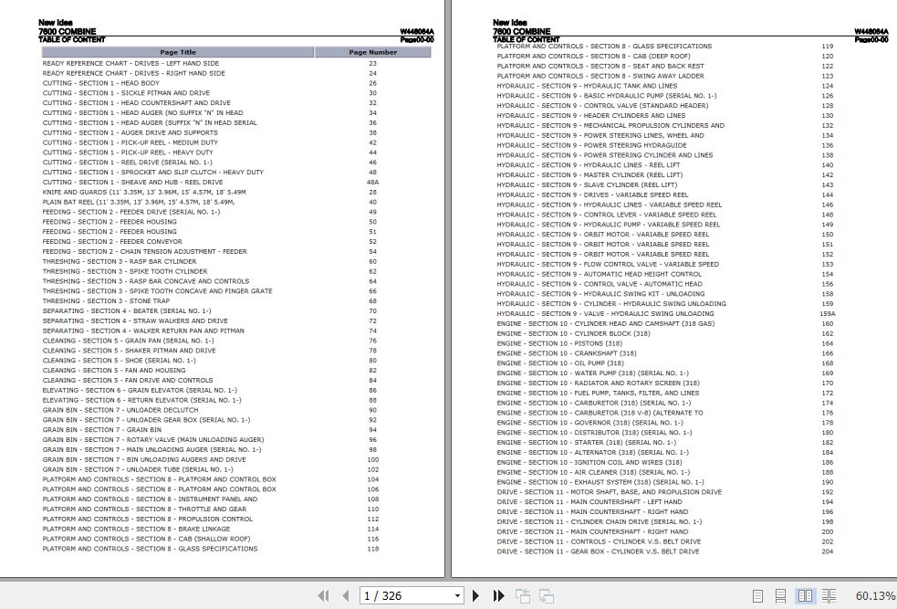 New Idea Combine 7600 Parts Catalog W448064A 1