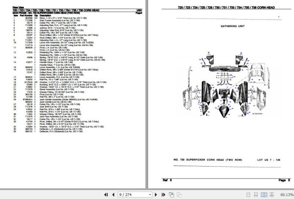 New Idea Corn Head 720 723 724 725 728 730 731 733 734 735 738 Parts Catalog US61 2