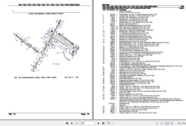 New Idea Corn Head 720 723 724 725 728 730 731 733 734 735 738 Parts Catalog US61 3