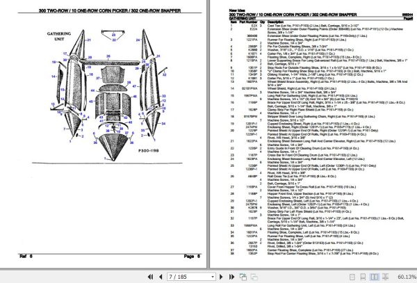 New Idea Corn Picker 300 Two Row 10 One Row 302 One Row Snapper Parts Catalog 986344 2