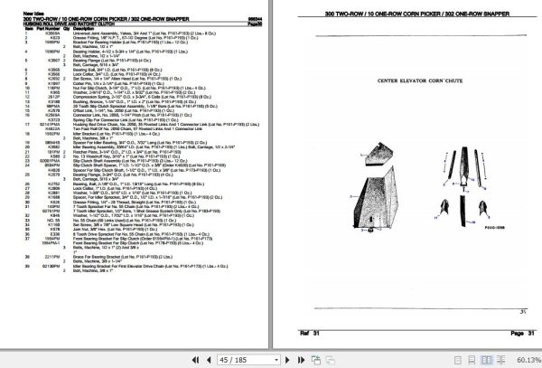 New Idea Corn Picker 300 Two Row 10 One Row 302 One Row Snapper Parts Catalog 986344 3