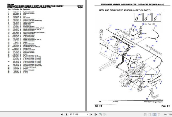 New Idea Draper Header 5000 18 22 25 30 36 CTR 22 25 30 DBL SW Parts Catalog 00732147 2