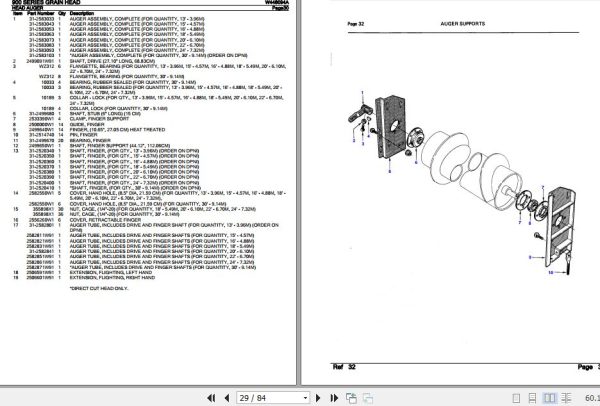 New Idea Grain Head 900 Series Parts Catalog W448094A 3