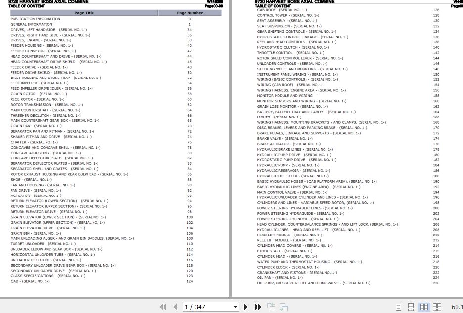 New Idea Harvest Boss Axial Combine 9720 Parts Catalog W448095 1