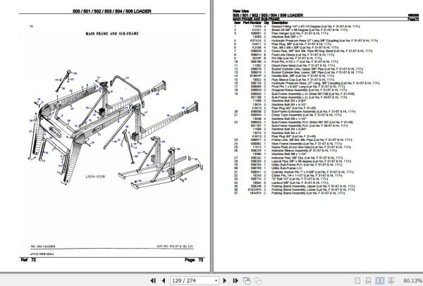 New Idea Loader 500 501 502 503 504 506 Parts Catalog 986356 3
