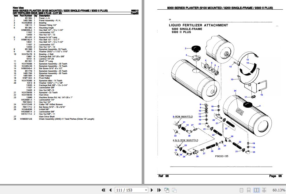 New Idea Planter 9000 Series Parts Catalog 988012