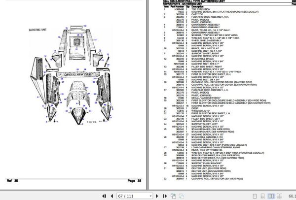 New Idea Pull Type Gathering Unit 324 325 2 Row Parts Catalog 985787 3