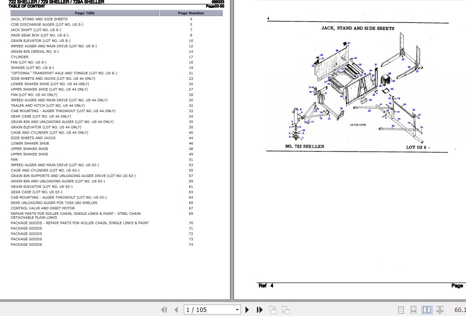 New Idea Sheller 722 729 729A Parts Catalog 986333 1