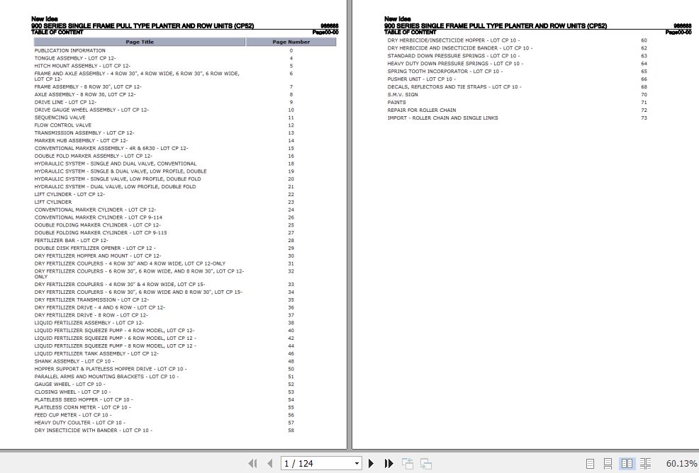 New Idea Single Frame Pull Type Planter And Row Units 900 Series Parts Catalog 986688 1